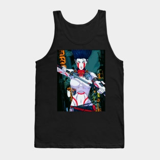 Vaporwave Samurai Cyberpunk Goth Dystopian Cyborg Girl Tank Top